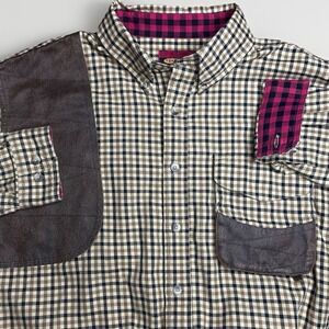 Braeval Tiera Field Shirt Mens Large Brown Check Merino Wool Hunting Shooting